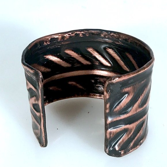 Industrial Pure Copper Cuff Bracelet Wide Bracelet Boho Minimalist Contemporary - Picture 10 of 14